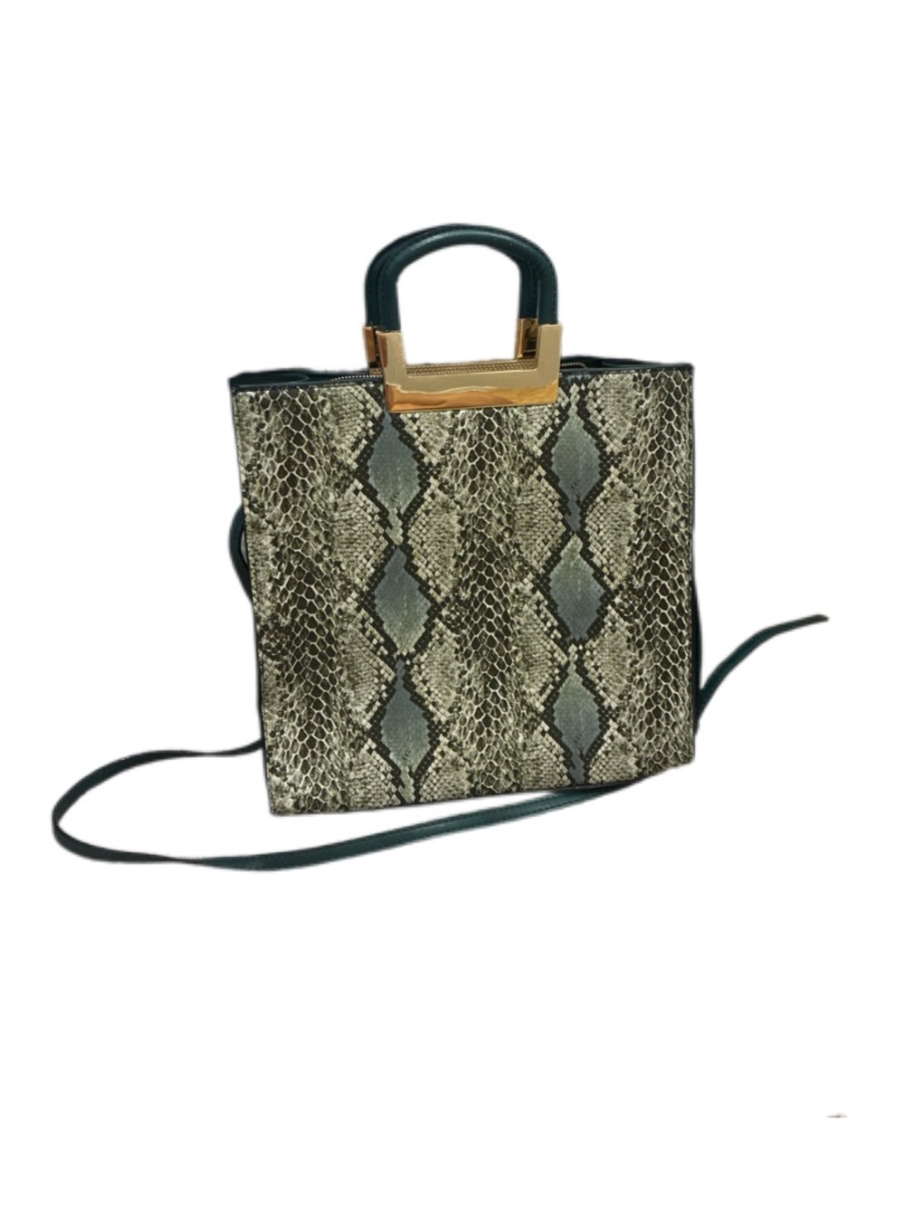 Neiman Marcus Black and Green snake textured Tote Bag